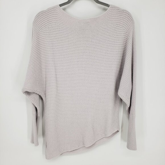 Express Asymmetric Hem Ribbed Knit Pullover Tunic Sweater XS Womens Pale Gray - Picture 3 of 10